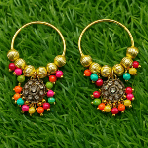 Traditional Multicolor Beaded Hoop Earrings – Ethnic Jhumki Style 🌈✨