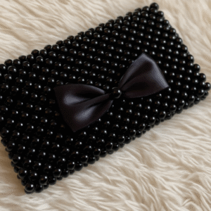 "Midnight Elegance Black Beaded Clutch ✨👜🎀"