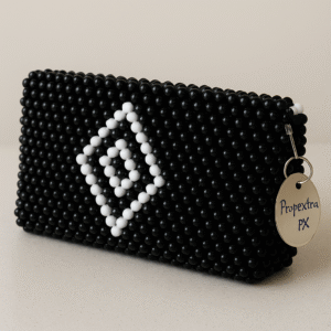 ✨ Handcrafted Black & White Beaded Clutch 👜 | Elegant Diamond Pattern | Party Wear Purse 🎉