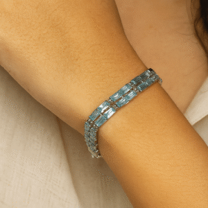 Elegant Silver Baguette-Cut Tennis Bracelet ✨