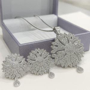 ✨ Radiant Sunflower CZ Pendant & Earrings Set 🌻