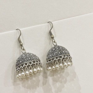 🌸 Antique Gold Traditional Jhumkay with Pearl Beads 🕊️✨