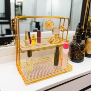Metal Makeup Organizer Rack with Acrylic Base