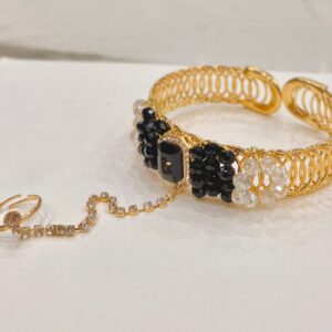 Midnight Glam Hand Harness – Black & Crystal Bead