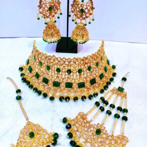 Royal Green & Gold Bridal Jewelry Set 💍💚 – 5-Piece Complete Mehndi Shaadi Set