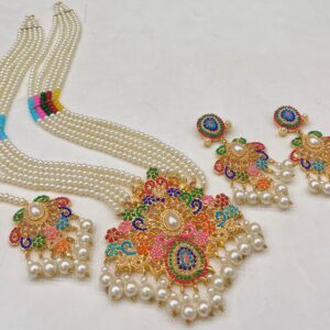 Multicolor Pearl Beaded Traditional Jewelry Set for Women 👑🌸