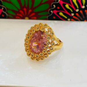 ✨ Royal Glam Gold Plated Ring with Pink Zircon 💖💍