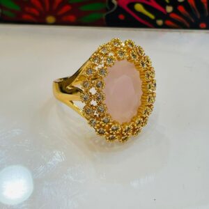 ✨ Royal Glam Gold Plated Ring with Pink Zircon 💖💍✨ Royal Glam Gold Plated Ring with Pink Zircon 💖💍