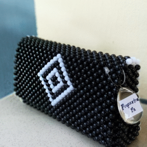 ✨ Handcrafted Black & White Beaded Clutch 👜 | Elegant Diamond Pattern | Party Wear Purse 🎉