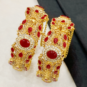 👑 Royal Ruby Heritage Bangles – Red & Gold Bridal Set 🔴✨