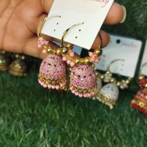 Beaded Jhumka Earrings - Traditional Pakistani Hoops ✨