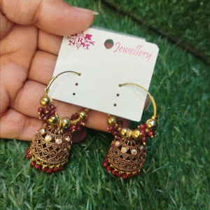 Beaded Jhumka Earrings - Traditional Pakistani Hoops ✨