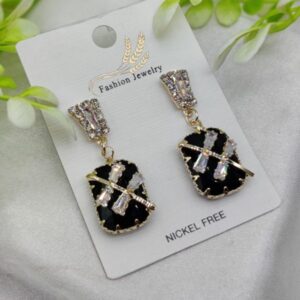 Elegant Black Crystal Drop Earrings ✨🖤 | Nickel Free | Party & Formal Wear