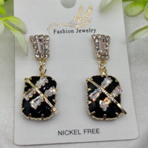 Elegant Black Crystal Drop Earrings ✨🖤 | Nickel Free | Party & Formal Wear