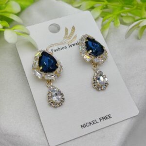✨ Elegant Royal Blue Drop Earrings 💙 with Crystal Accents – Nickel Free | Party & Formal Wear 💫
