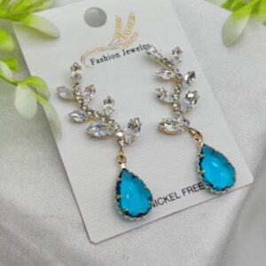 Exquisite Crystal Vine Drop Earrings with Blue Gemstone 🌿💙 | Nickel Free