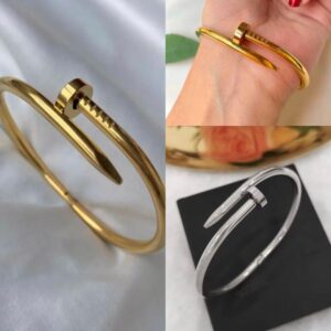 Nail Design Bracelet – Adjustable Gold & Silver Stainless Steel