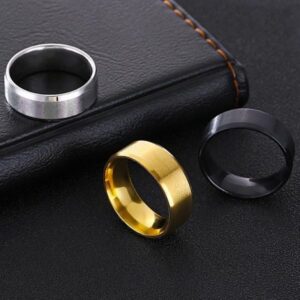 🌟 Stylish Unisex Band Rings - Pack of 3 (Gold, Silver, Black)