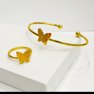 Elegant Butterfly Gold-Plated Bracelet & Ring Set 🛍️✨