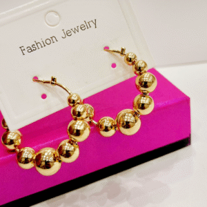 Elegant Golden Beaded Hoop Earrings ✨