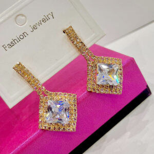 Luxury Gold-Plated Square Crystal Earrings ✨👂